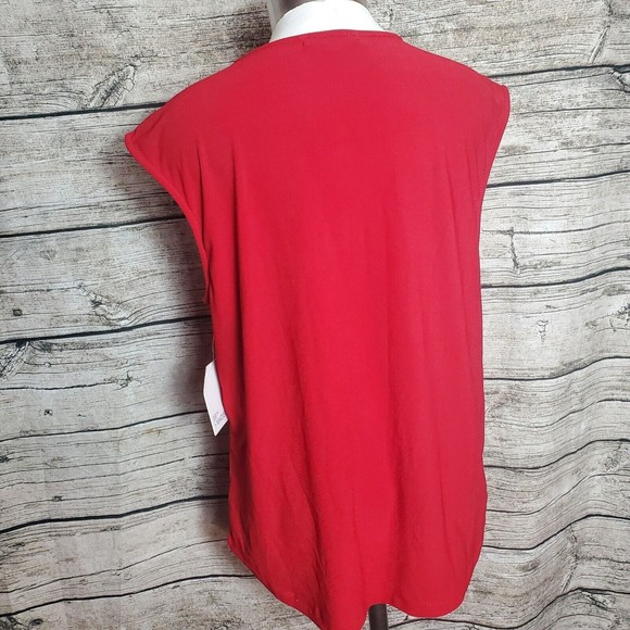 89th and madison Red V Neck top Size Medium - Picture 4 of 7